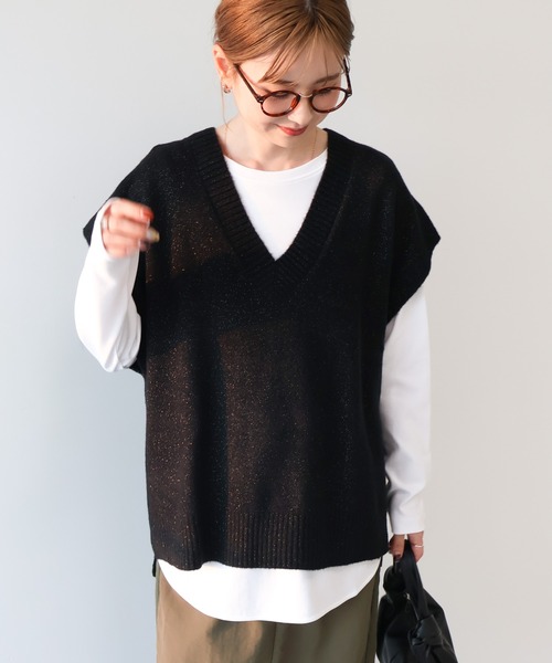 AMERICAN HOLIC（アメリカンホリック）の「ラメ入リVネックニット