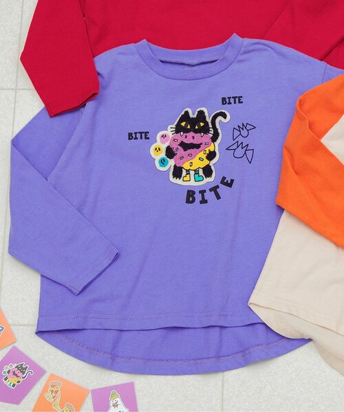 BREEZE（ブリーズ）の「【リンク】4色4柄モチーフTシャツ（Tシャツ/カットソー・キッズ・パープル/エンジ/ブラック/レインボー・90/100/110/120/80/130/140）」の2枚目の写真