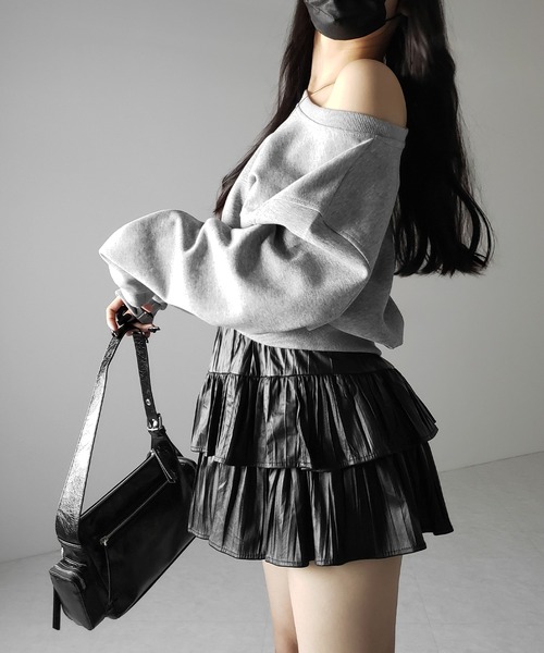 インディースリーズ古着YVESSAINTLAURENT レザーフリルスカート インディースリーズ古着YVESSAINTLAURENT レザーフリルスカート