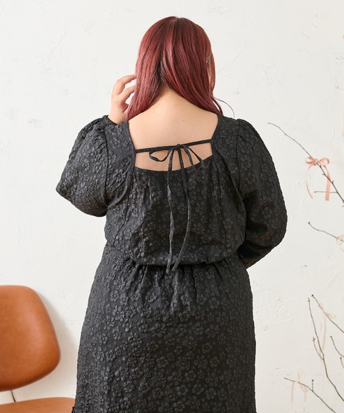 Louiosy ルオシー フラワージャガードワンピース LLサイズ Louiosy ワンピース 「大きいサイズ」フラワージャガード
