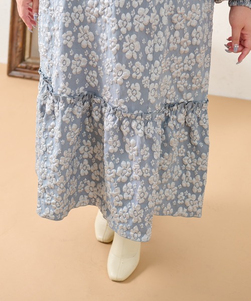 Louiosy(ルオシー)の「【大きいサイズ】フラワージャガードワンピース(ワンピース・レディース・ブラック/ブルー/オフホワイト・X-LARGE/3L/4L)」の15枚目の写真