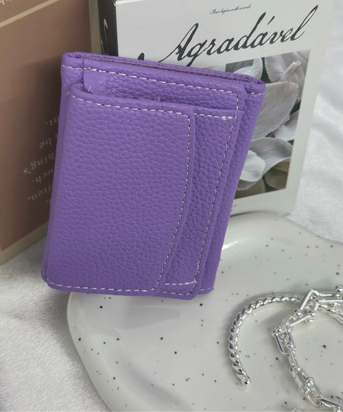 Burner（バーナー）の「【OKUOKU　0909】三つ折り コンパクト 財布 oku-wallet-676225777696-14 Nn（財布・レディース・ベージュ系その他/ライトグリーン/ピンク/パープル/ブラック/グレー/ベビーピンク/ライトブルー/アイボリー/ホワイト/レッド/マスタード・FREE）」の8枚目の写真