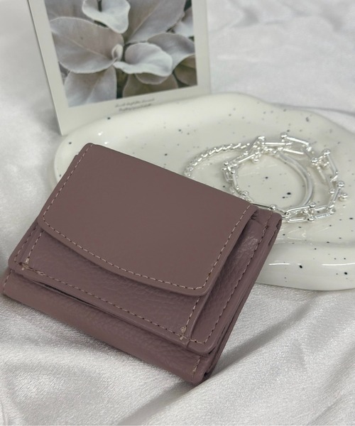 Burner（バーナー）の「【OKUOKU　0909】三つ折り コンパクト 財布 oku-wallet-676225777696-14 Nn（財布・レディース・ベージュ系その他/ライトグリーン/ピンク/パープル/ブラック/グレー/ベビーピンク/ライトブルー/アイボリー/ホワイト/レッド/マスタード・FREE）」の5枚目の写真