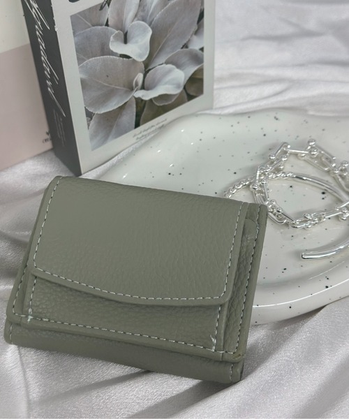 Burner（バーナー）の「【OKUOKU　0909】三つ折り コンパクト 財布 oku-wallet-676225777696-14 Nn（財布・レディース・ベージュ系その他/ライトグリーン/ピンク/パープル/ブラック/グレー/ベビーピンク/ライトブルー/アイボリー/ホワイト/レッド/マスタード・FREE）」の6枚目の写真