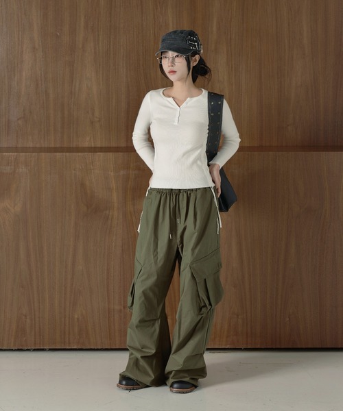 UNISEX]アメカジバンディングストリングロングワイドカーゴ