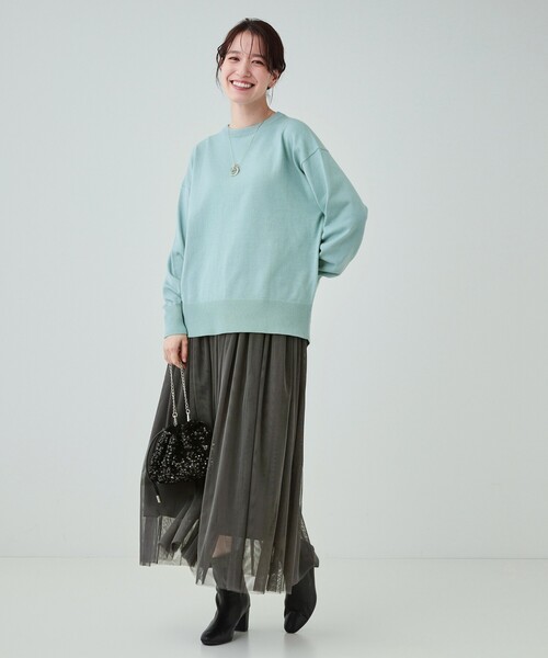 SHOO・LA・RUE(シューラルー)の「◆【洗える/毛玉レス】インせず着られる 大人の抜け感 バックスリットニット(ニット/セーター・レディース・ライトグレー/グリーン系/ブラック/ホワイト系5・01/02/03/04)」の14枚目の写真