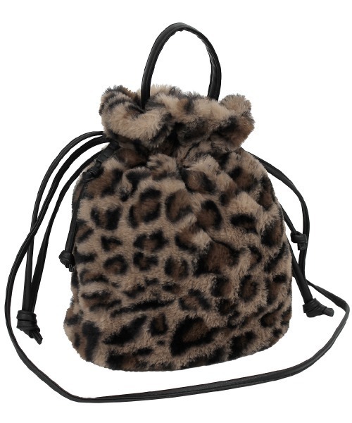 and it_（アンドイット）の「巾着2WAYファーショルダー（ショルダーバッグ・レディース・モカ/ブラウン/レオパード/グレー/チャコールグレー/ライトベージュ・FREE）」の6枚目の写真