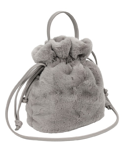 and it_（アンドイット）の「巾着2WAYファーショルダー（ショルダーバッグ・レディース・モカ/ブラウン/レオパード/グレー/チャコールグレー/ライトベージュ・FREE）」の3枚目の写真