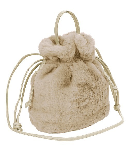 and it_（アンドイット）の「巾着2WAYファーショルダー（ショルダーバッグ・レディース・モカ/ブラウン/レオパード/グレー/チャコールグレー/ライトベージュ・FREE）」の5枚目の写真