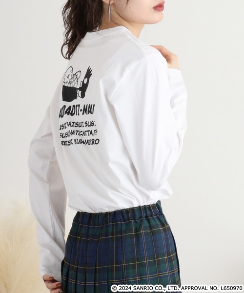 sanrio(サンリオ)の「バッドばつ丸長袖Tシャツ(Tシャツ/カットソー・メンズ・ブラック/ホワイト/杢グレー/ブルー系その他/チャコール/オートミール・M/L/LL)」の14枚目の写真