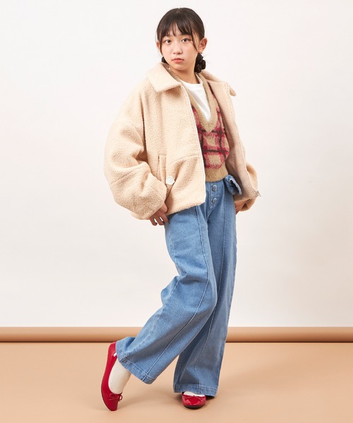 trois lapins kp(トロワラパンケーピー)の「ブークレーブルゾン(140~160)(ブルゾン・キッズ・アイボリー・140cm/150cm/160cm)」の4枚目の写真
