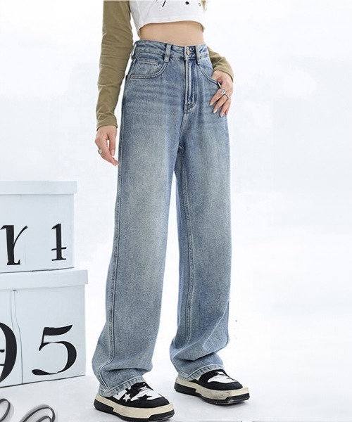 Miniministore(ミニミニストア)の「裏起毛デニムパンツストレートデニム裏ボア(デニムパンツ・レディース・インディゴブルー/サックスブルー・XL/S/L/M)」の9枚目の写真