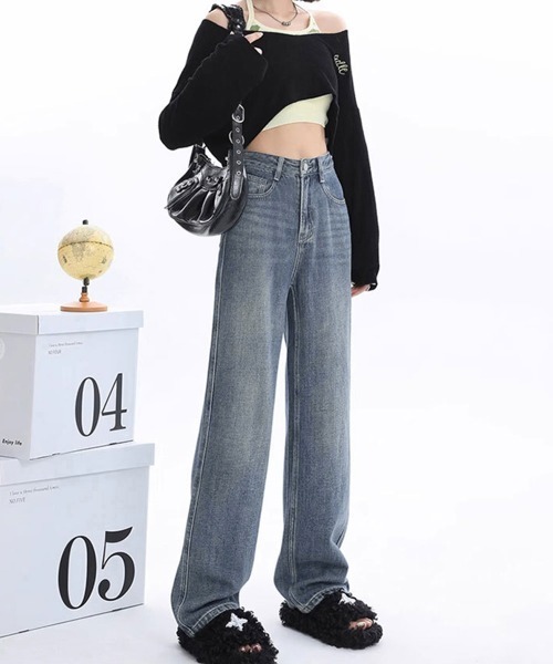 Miniministore(ミニミニストア)の「裏起毛デニムパンツストレートデニム裏ボア(デニムパンツ・レディース・インディゴブルー/サックスブルー・XL/S/L/M)」の13枚目の写真