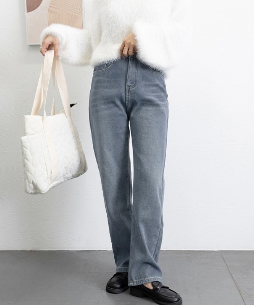 Miniministore(ミニミニストア)の「裏起毛デニムパンツストレートデニム裏ボア(デニムパンツ・レディース・インディゴブルー/サックスブルー・XL/S/L/M)」の3枚目の写真