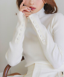 KOBE LETTUCE | 袖ボタンリブニットトップス(ニット/セーター)