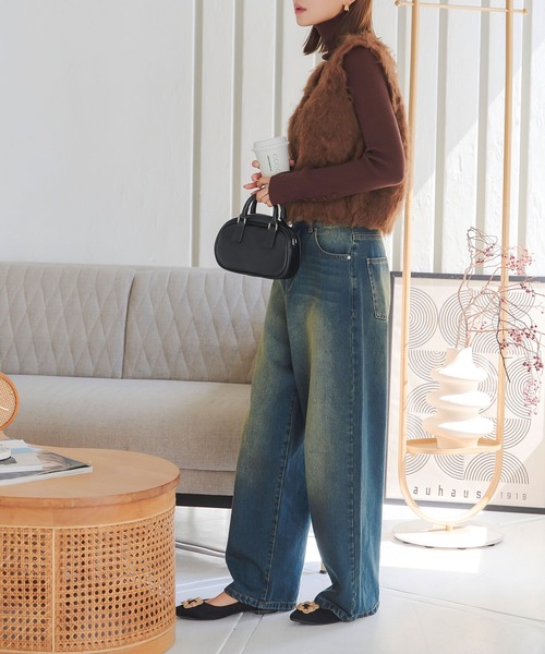 KOBE LETTUCE（コウベレタス）の「袖ボタンリブニットトップス（ニット/セーター・レディース・アイボリー/ブラック/ホワイト×ブラック/グレー/レッド/ブラウン・M）」の15枚目の写真