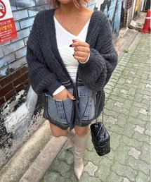 ipugo（イプゴ）の「ipugo/イプゴ ユニセックスオーバーサイズ デニムポケット ニットカーディガン（カーディガン/ボレロ）」