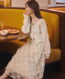 NOELA | ドットチュールスカート×コンパクトカーデセット(ワンピース)