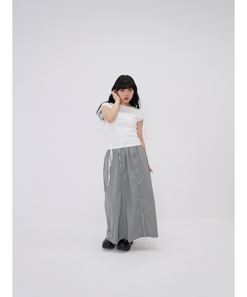 Enewd nina(エニュードニーナ)の「【ZOZO限定】ウエスト リボン Tシャツ(Tシャツ/カットソー・レディース・ホワイト・FREE)」の2枚目の写真
