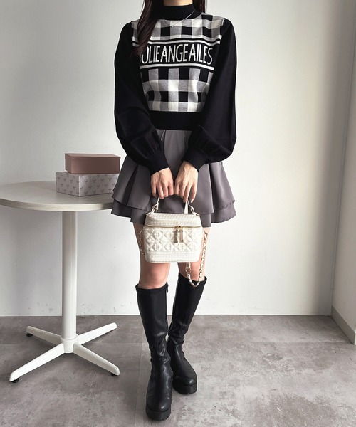 apres jour(アプレジュール)の「ギンガムチェックロゴニット【ZOZOTOWN限定アイテム】(ニット/セーター・レディース・ブラック/ブラウン系その他/ブルー系その他・X-LARGE/フリー)」の14枚目の写真