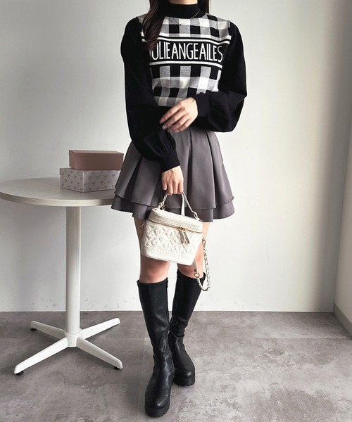 apres jour(アプレジュール)の「ギンガムチェックロゴニット【ZOZOTOWN限定アイテム】(ニット/セーター・レディース・ブラック/ブラウン系その他/ブルー系その他・X-LARGE/フリー)」の15枚目の写真