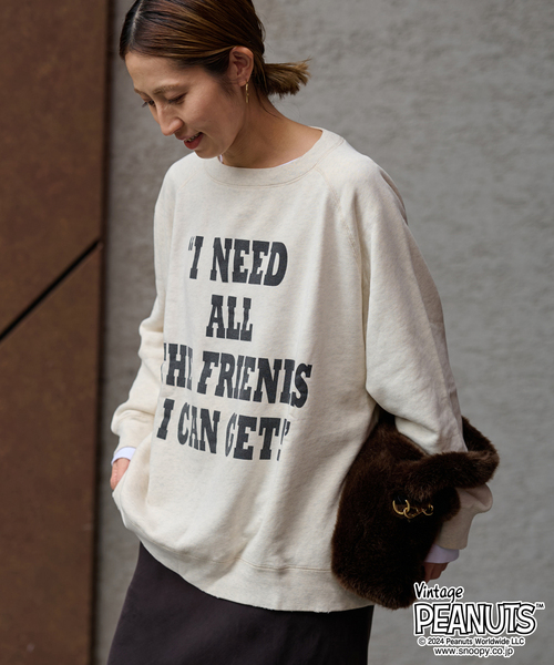 新品未使用＜FRAMeWORK＞別注PEANUTS VTG CREW スウェット MEAN MACHINE AGE 別注PEANUTS VTG CREW スウェット CHARLIE BROWN