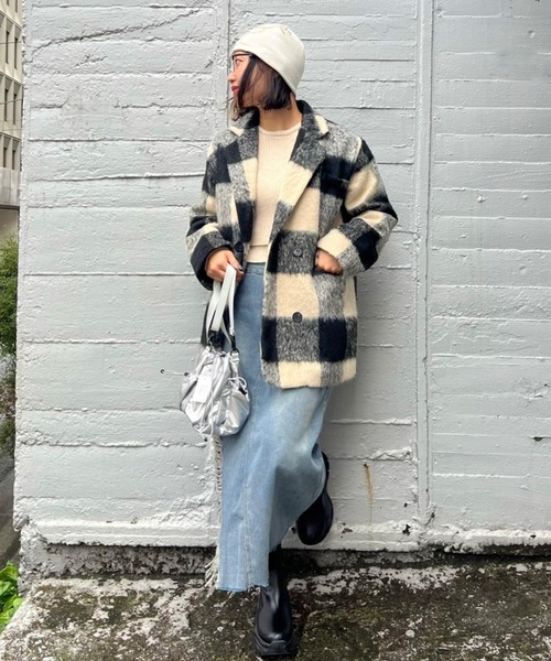 VICKY（ビッキー）の「【ENIM BY VICKY】ブロックチェックPジャケットコート（ダッフルコート・レディース・ブラック系その他・M）」の2枚目の写真