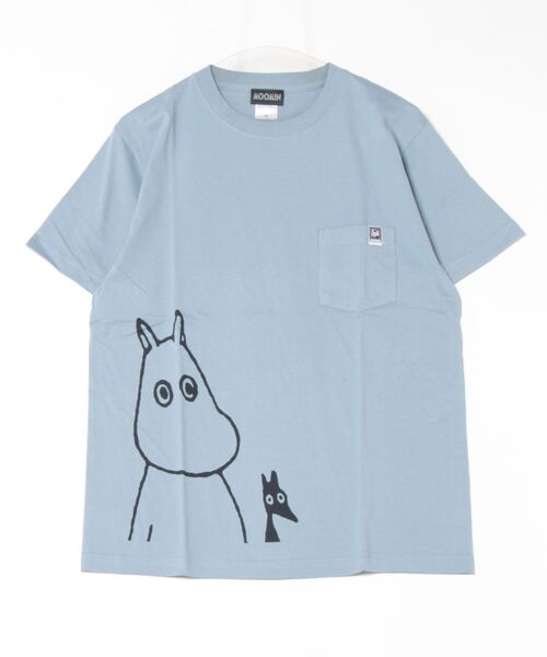 MOOMIN（ムーミン）の「MOOMIN / ムーミン フロント プリント ポケット 半袖 Tシャツ WNI（Tシャツ/カットソー・レディース・ネイビー系1/スモークピンク/ホワイト系1/ホワイト系2/ブラック/チャコールグレー/ブルー/ネイビー系2・FREE）」の5枚目の写真