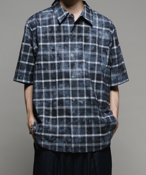 CASPER JOHN(キャスパージョン)の「Various loose shirts -double pattern- /バリアスルーズシャツ -ダブルパターン-(シャツ/ブラウス・メンズ・ブルー/ベージュ/ネイビー/ホワイト/ライトグレー/サックスブルー・X-SMALL/SMALL/MEDIUM/LARGE)」の4枚目の写真