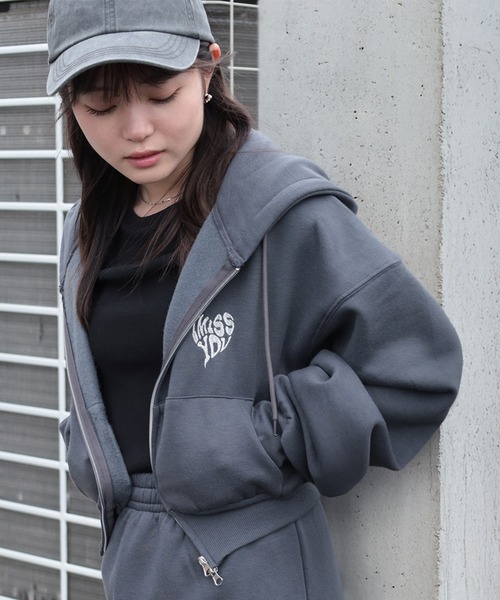 セール】【85】【セットアップ】ショート丈 ジップパーカー