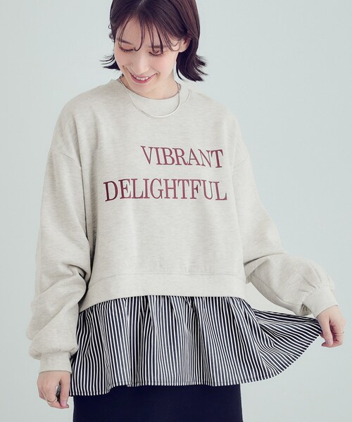 セール】【あったか】裾レイヤード風裏起毛スウェット（スウェット