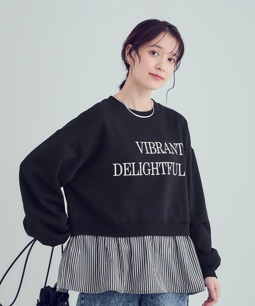 Cutie Blonde(キューティーブロンド)の「【あったか】裾レイヤード風裏起毛スウェット(スウェット・レディース・ライトグレー/ブラック・01/02/03/04)」の3枚目の写真