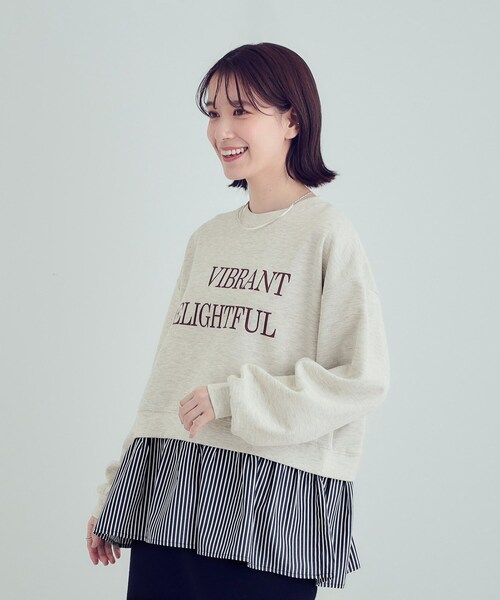 Cutie Blonde(キューティーブロンド)の「【あったか】裾レイヤード風裏起毛スウェット(スウェット・レディース・ライトグレー/ブラック・01/02/03/04)」の7枚目の写真