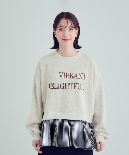 Cutie Blonde(キューティーブロンド)の「【あったか】裾レイヤード風裏起毛スウェット(スウェット・レディース・ライトグレー/ブラック・01/02/03/04)」の11枚目の写真