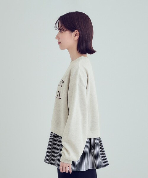 Cutie Blonde(キューティーブロンド)の「【あったか】裾レイヤード風裏起毛スウェット(スウェット・レディース・ライトグレー/ブラック・01/02/03/04)」の12枚目の写真