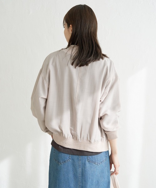 ikka（イッカ）の「【雑誌InRed5月号掲載】シアーリブブルゾン【親子コーデ】（ブルゾン・レディース・ミント/ベージュ/モカ/チャコールグレー・M/L/S）」の7枚目の写真