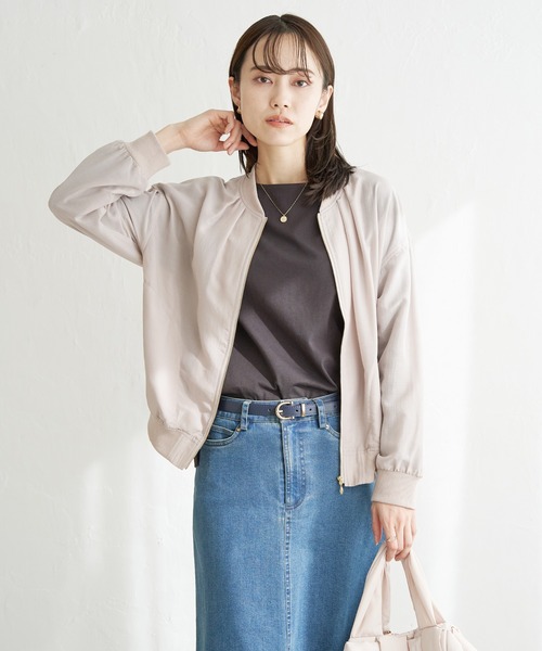 ikka（イッカ）の「【雑誌InRed5月号掲載】シアーリブブルゾン【親子コーデ】（ブルゾン・レディース・ミント/ベージュ/モカ/チャコールグレー・M/L/S）」の6枚目の写真