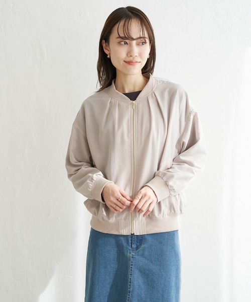 ikka（イッカ）の「【雑誌InRed5月号掲載】シアーリブブルゾン【親子コーデ】（ブルゾン・レディース・ミント/ベージュ/モカ/チャコールグレー・M/L/S）」の8枚目の写真