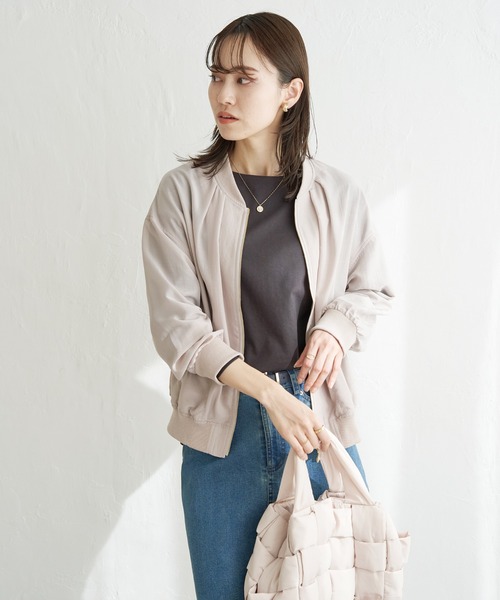 ikka（イッカ）の「【雑誌InRed5月号掲載】シアーリブブルゾン【親子コーデ】（ブルゾン・レディース・ミント/ベージュ/モカ/チャコールグレー・M/L/S）」の5枚目の写真