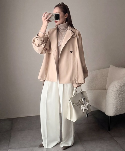 ANGIE（アンジー）の「ショート トレンチコート（トレンチコート・レディース・ベージュ/ライトベージュ/キャメル/ネイビー・FREE）」の14枚目の写真