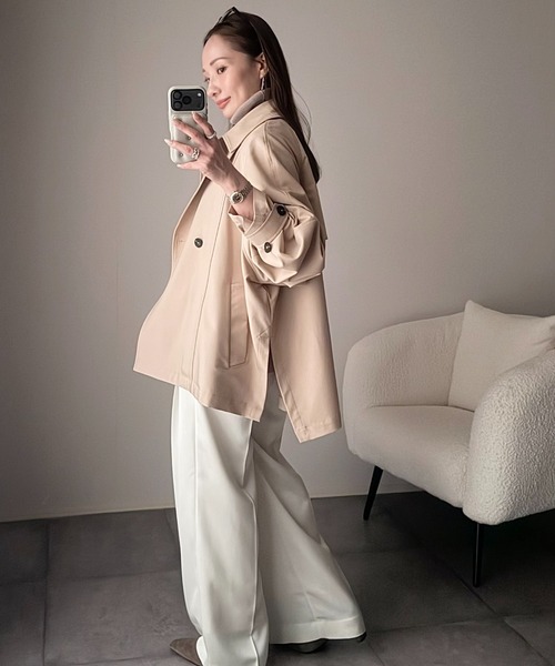 ANGIE（アンジー）の「ショート トレンチコート（トレンチコート・レディース・ベージュ/ライトベージュ/キャメル/ネイビー・FREE）」の15枚目の写真