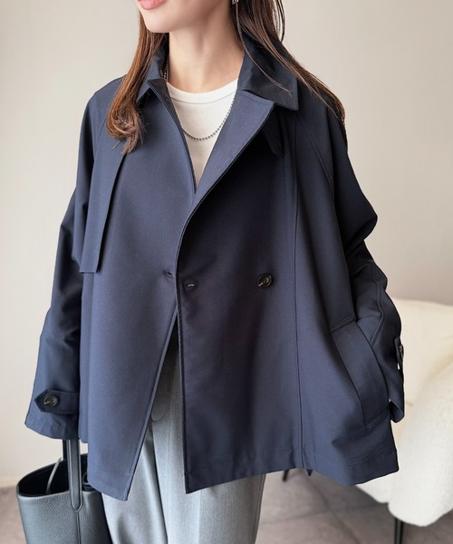 ANGIE（アンジー）の「ショート トレンチコート（トレンチコート・レディース・ベージュ/ライトベージュ/キャメル/ネイビー・FREE）」の21枚目の写真