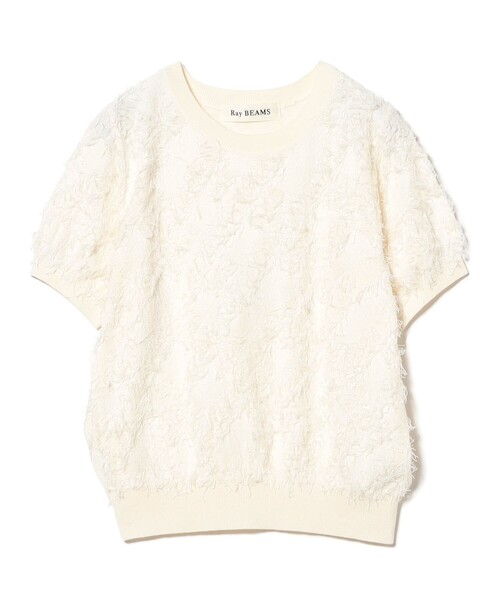 Ray BEAMS(レイビームス)の「フリンジ ハーフスリーブ トップス(ニット/セーター・レディース・オフホワイト/ブラック・ONE SIZE)」の18枚目の写真