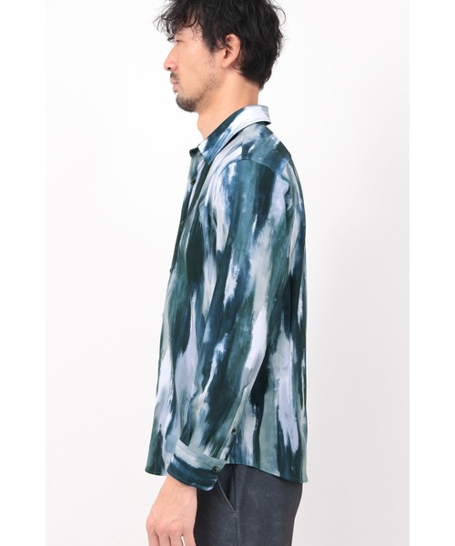 HIGH STREET(ハイストリート)の「HIGH STREET∴ハイテンションFlow paintingプリントシャツ(シャツ/ブラウス・メンズ・ネイビー/ワイン・S/LL/L/M)」の5枚目の写真
