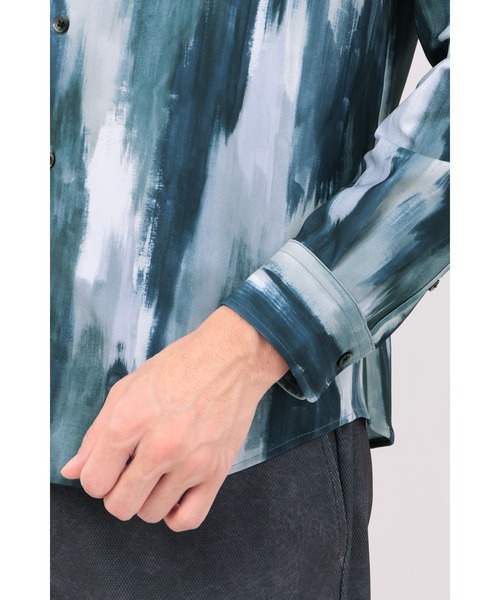 HIGH STREET(ハイストリート)の「HIGH STREET∴ハイテンションFlow paintingプリントシャツ(シャツ/ブラウス・メンズ・ネイビー/ワイン・S/LL/L/M)」の8枚目の写真
