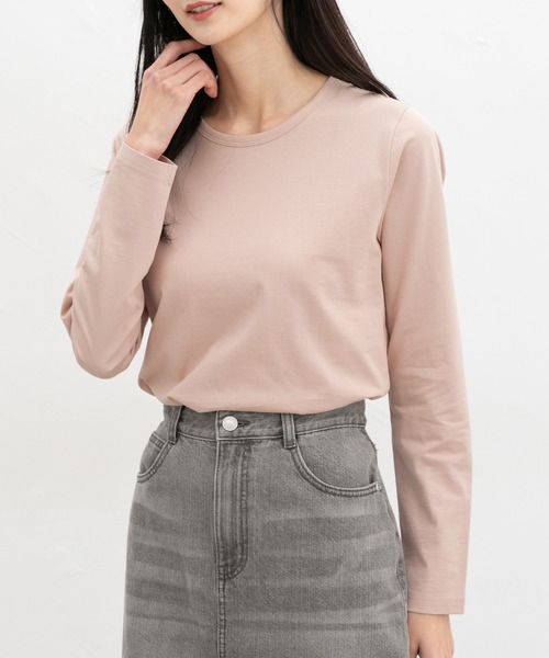 Honeys(ハニーズ)の「オーガニッククルーT(Tシャツ/カットソー・レディース・イエロー/ライトブルー/ピンク/パープル・L/S/M/LL)」の1枚目の写真