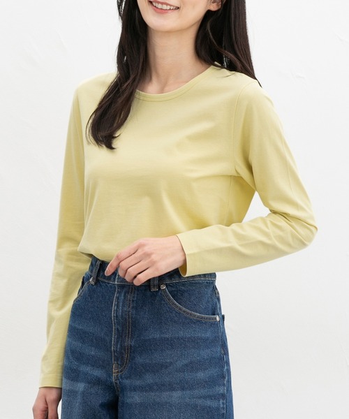 Honeys(ハニーズ)の「オーガニッククルーT(Tシャツ/カットソー・レディース・イエロー/ライトブルー/ピンク/パープル・L/S/M/LL)」の4枚目の写真