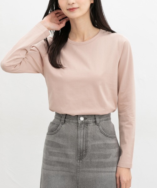 Honeys(ハニーズ)の「オーガニッククルーT(Tシャツ/カットソー・レディース・イエロー/ライトブルー/ピンク/パープル・L/S/M/LL)」の9枚目の写真