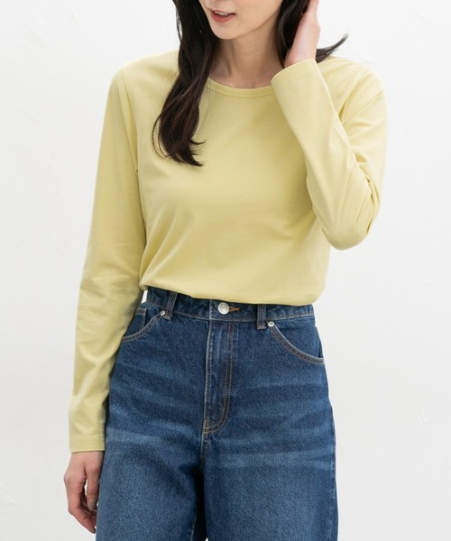 Honeys(ハニーズ)の「オーガニッククルーT(Tシャツ/カットソー・レディース・イエロー/ライトブルー/ピンク/パープル・L/S/M/LL)」の11枚目の写真