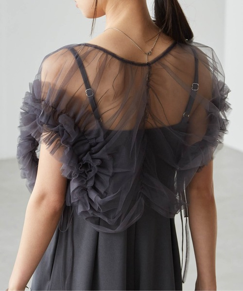 RANAN(ラナン)の「【2点セット】マルチWAYフリルチュールボレロセット(パンツドレス・レディース・ブラック/グレー/ブラック×ホワイト・LL/L/M)」の10枚目の写真
